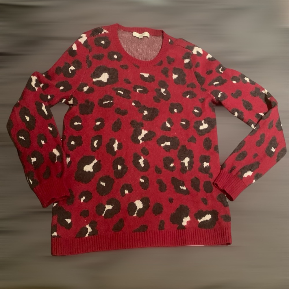 Loft Animal Print Long Sleeve Sweater SZ XL - Picture 11 of 12